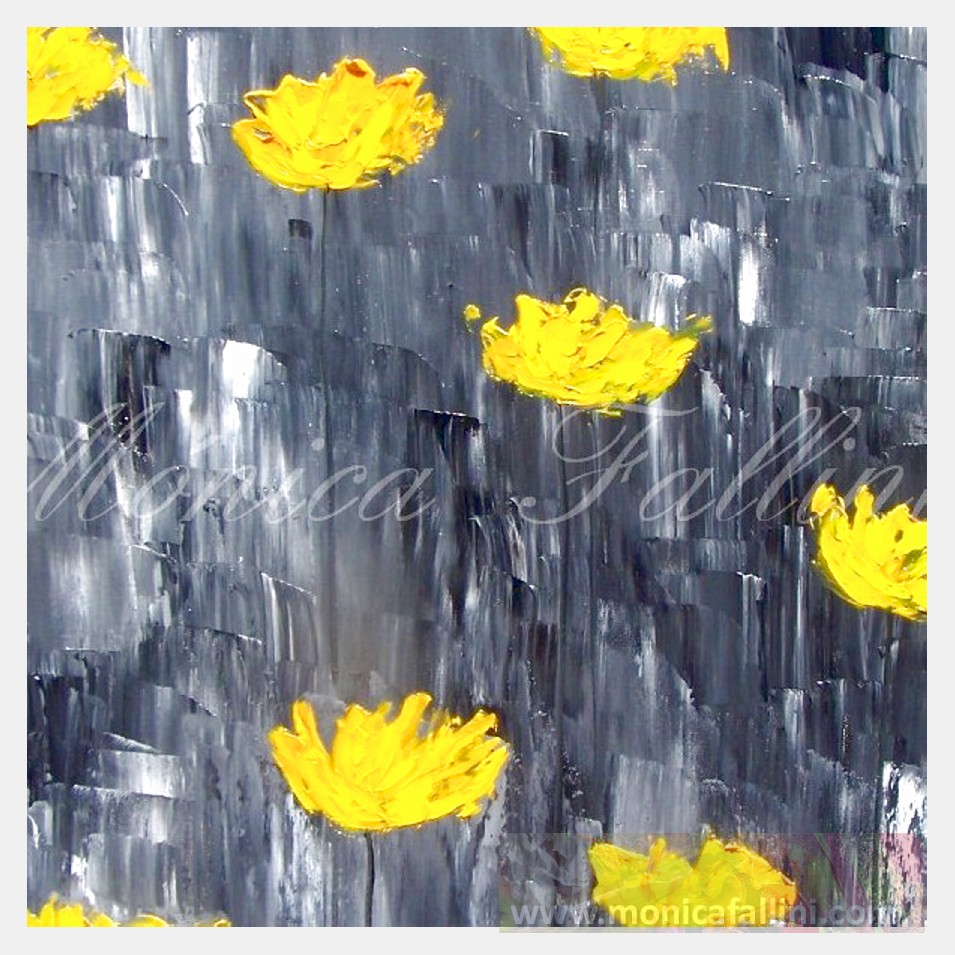 Painting titled 'Yellow Poppies in the city # 4' by Monica Fallini