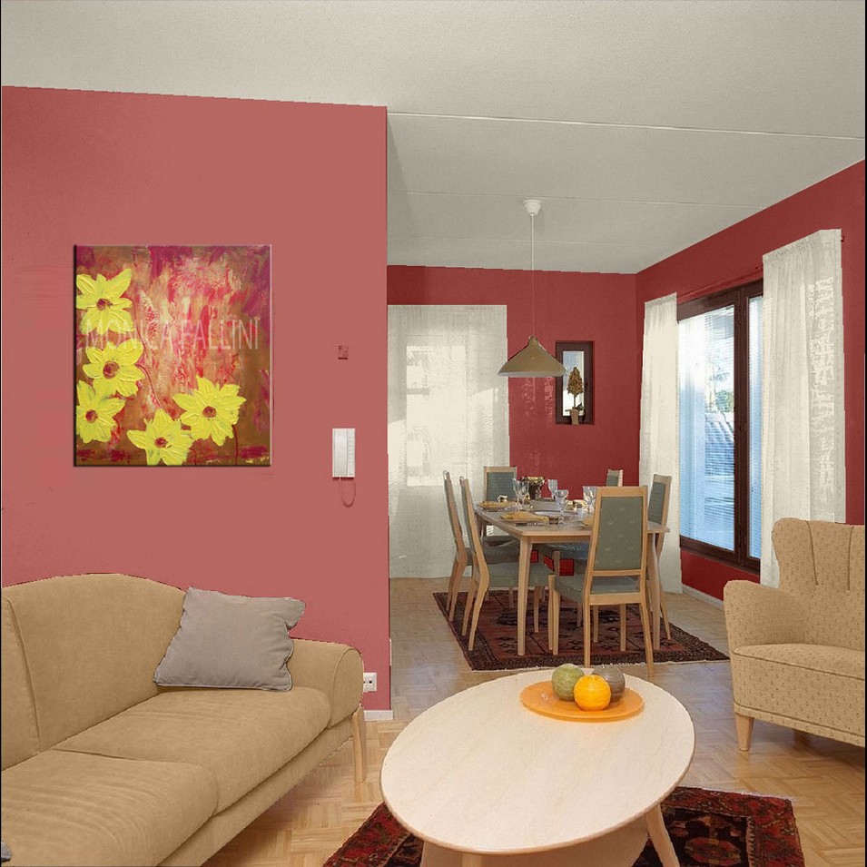 Painting titled 'Melting promises with yellow flowers' by Monica Fallini