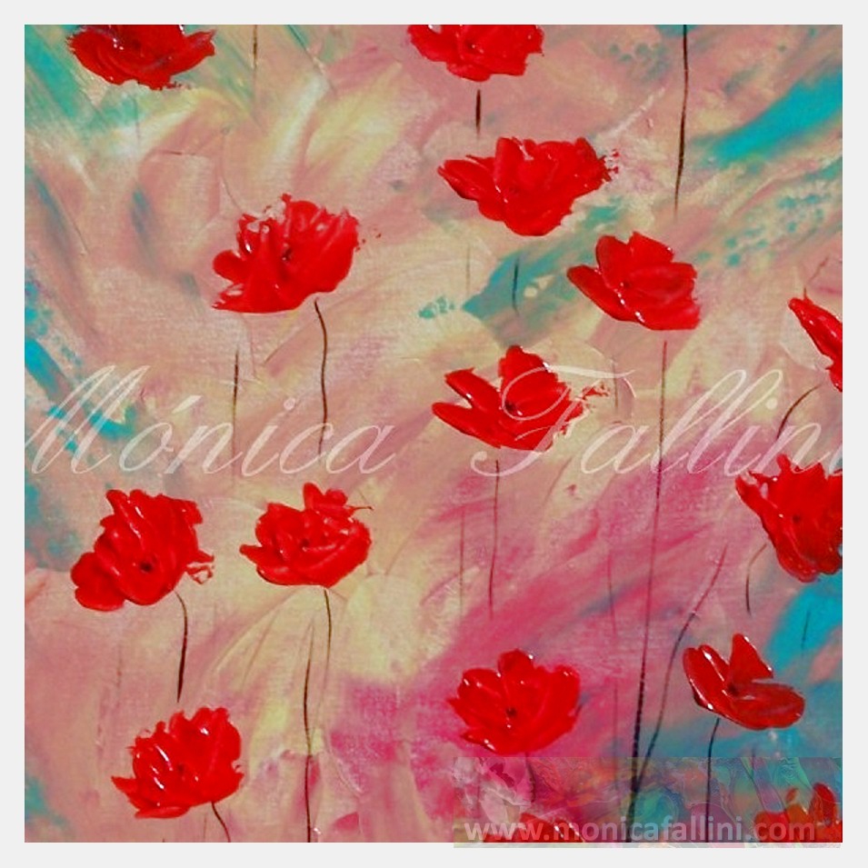 Painting titled 'Splash of red Poppies' by Monica Fallini