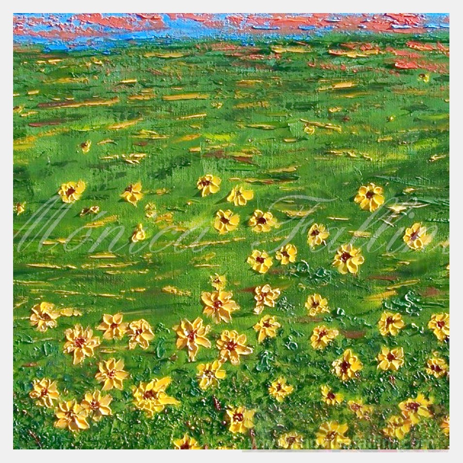 Painting titled 'Landscape with Sunflowers VIII' by Monica Fallini