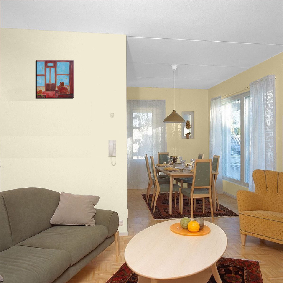 Painting titled 'At the cafe' by Monica Fallini