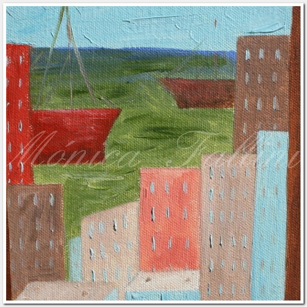 Painting titled 'Memories of the Old City. Montevideo' by Monica Fallini