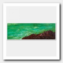 Green sea, rocky coast.