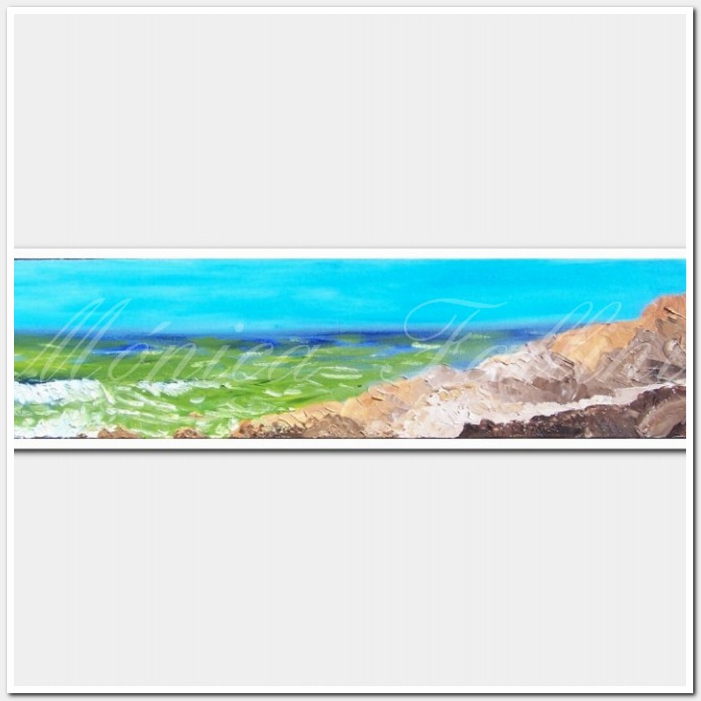 Painting titled 'Seascape, rocky coast. ' by Monica Fallini