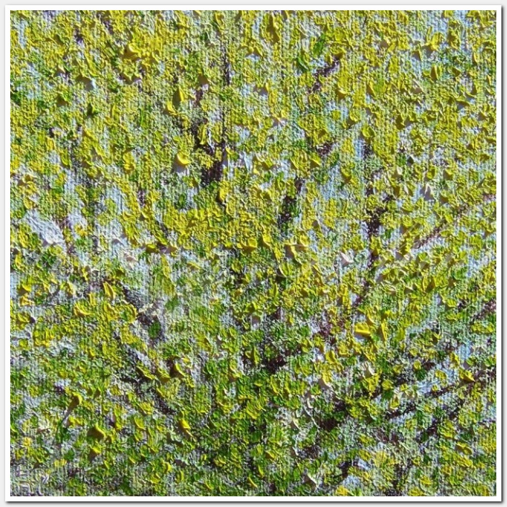 Painting titled 'Branches and first leaves of a tree' by Monica Fallini