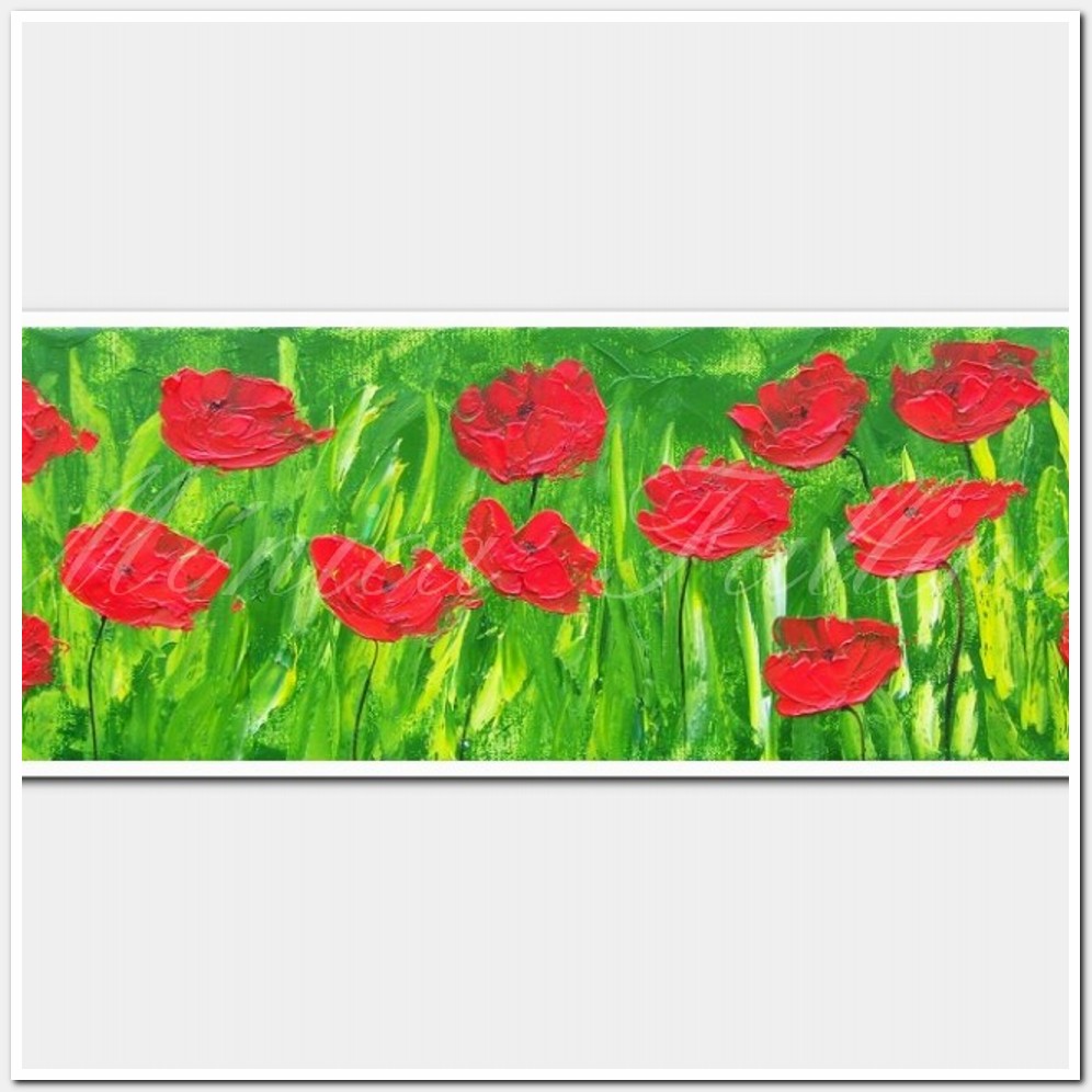 Painting titled 'Garden with red Poppies' by Monica Fallini