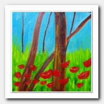 Red Poppies and trees in a dream