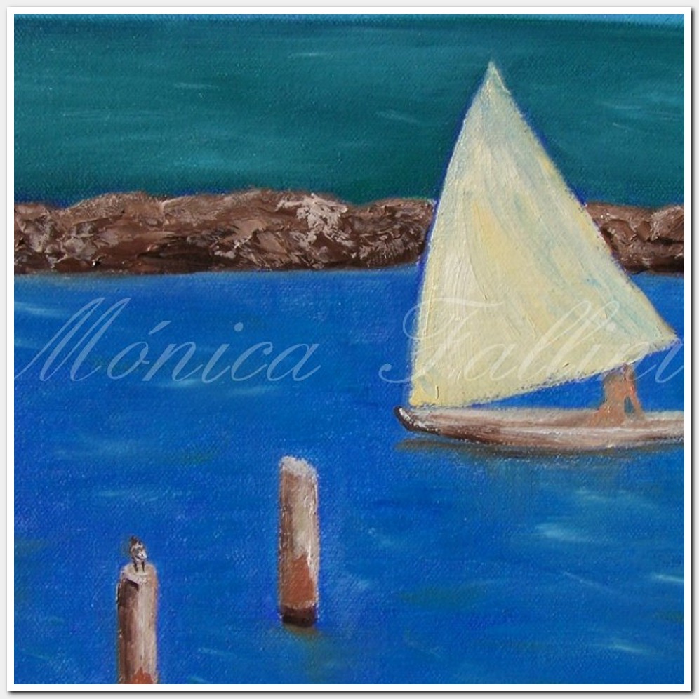 Painting titled 'Sail boat Corpus Christi port Texas' by Monica Fallini