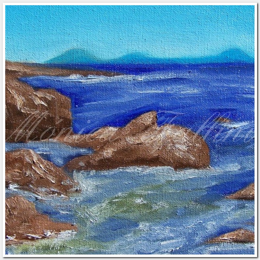 Painting titled 'Memories of the sea, rocky coast' by Monica Fallini
