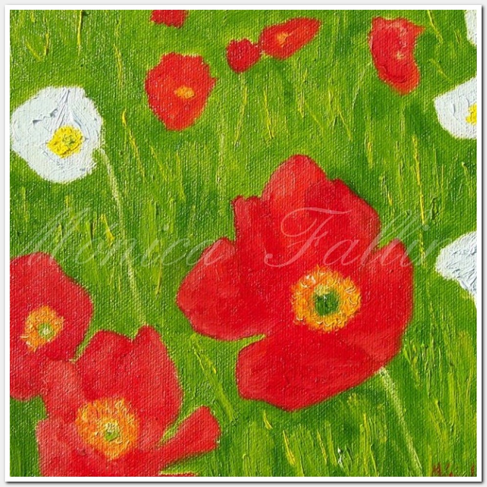 Painting titled 'Poppies' garden. ' by Monica Fallini