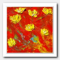 Yellow Poppies in abstract landscape
