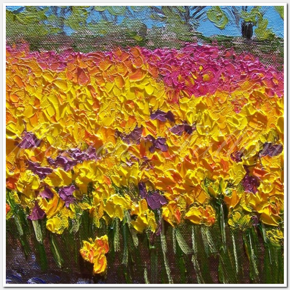 Painting titled 'Yellow Tulips garden' by Monica Fallini
