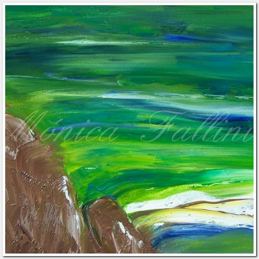 Painting titled 'Seascape, rocky coast. ' by Monica Fallini