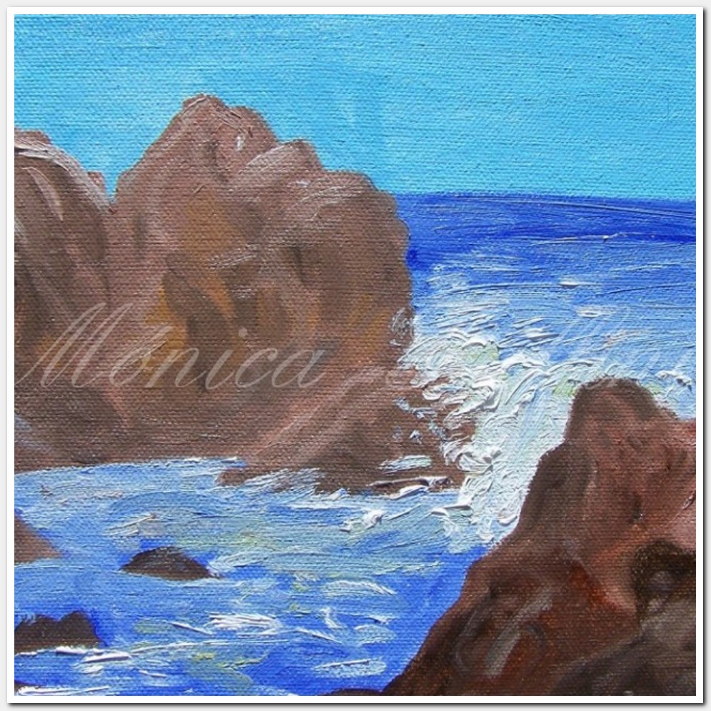 Painting titled 'Seascape, rocky coast' by Monica Fallini