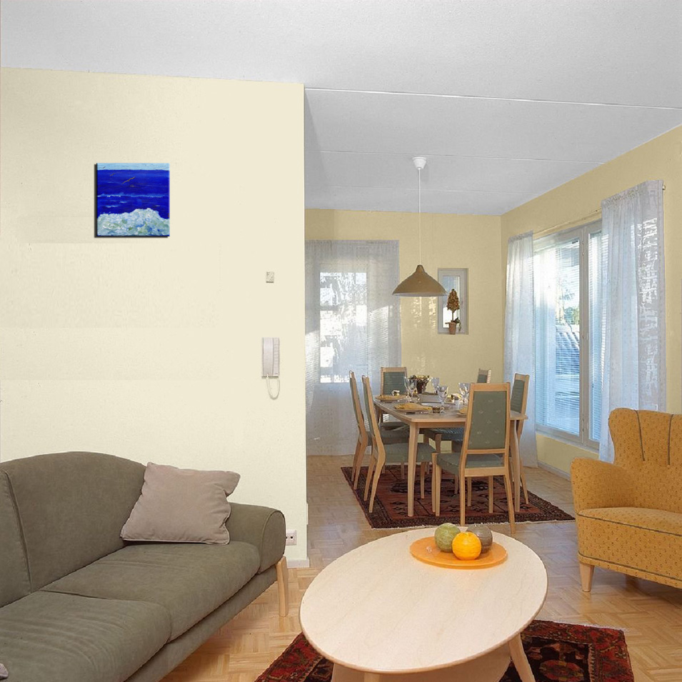 Painting titled 'Seascape with seagulls' by Monica Fallini