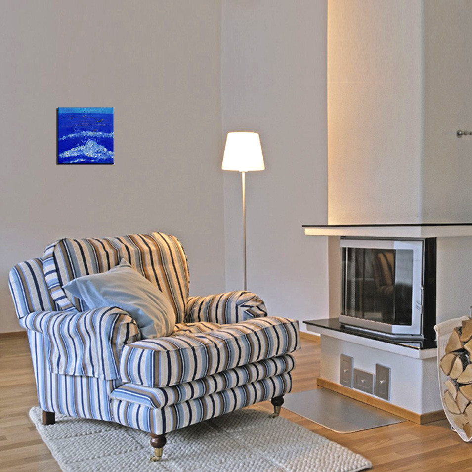 Painting titled 'Seascape with seagulls' by Monica Fallini
