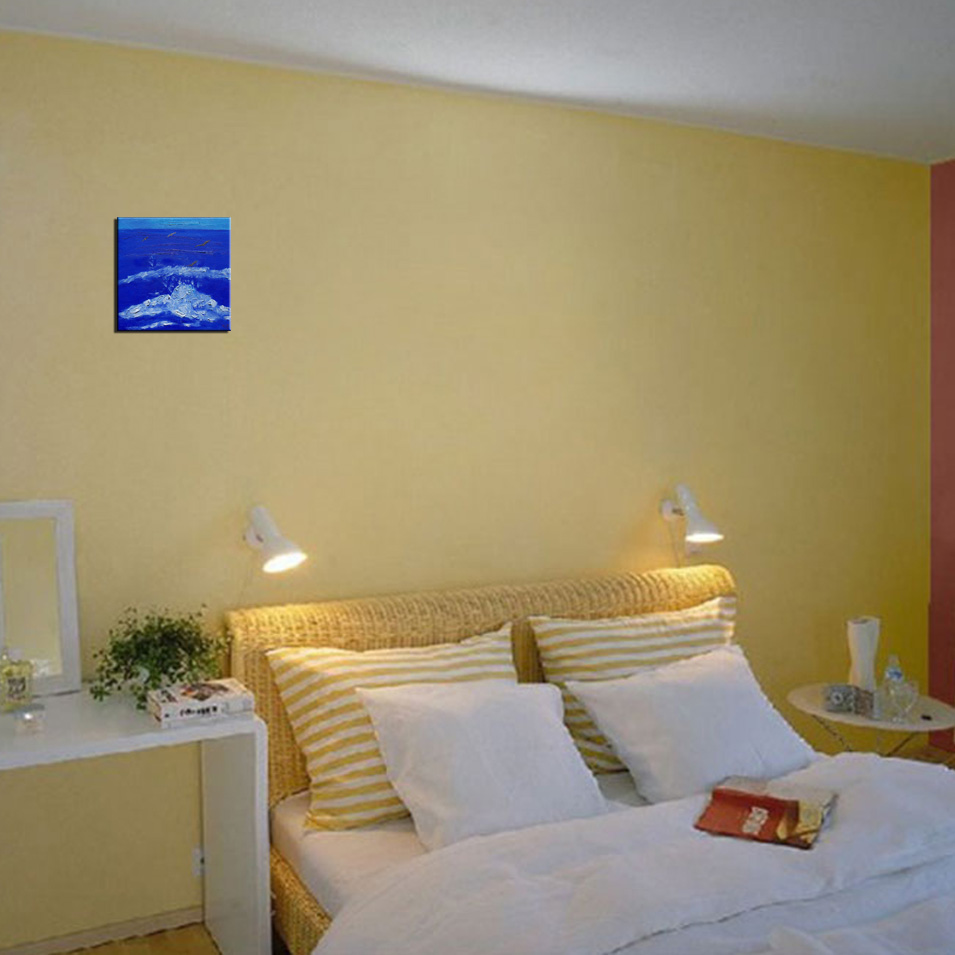 Painting titled 'Seascape with seagulls' by Monica Fallini