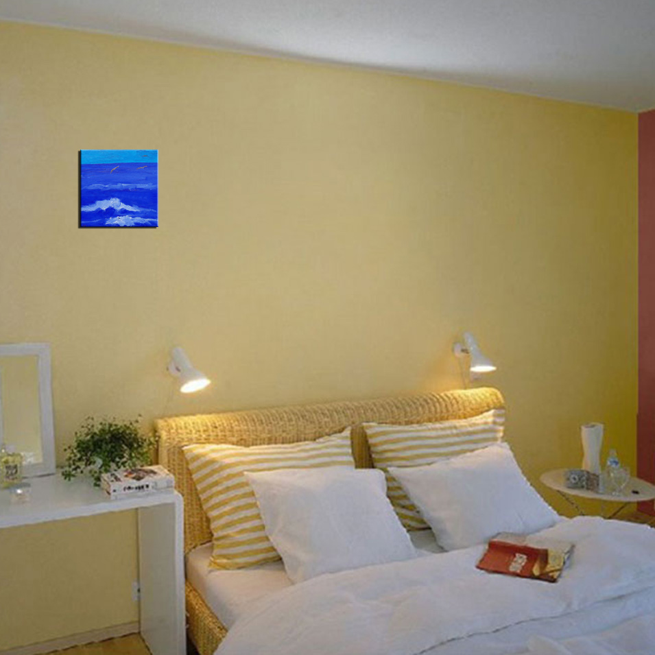 Painting titled 'Seascape with seagulls' by Monica Fallini