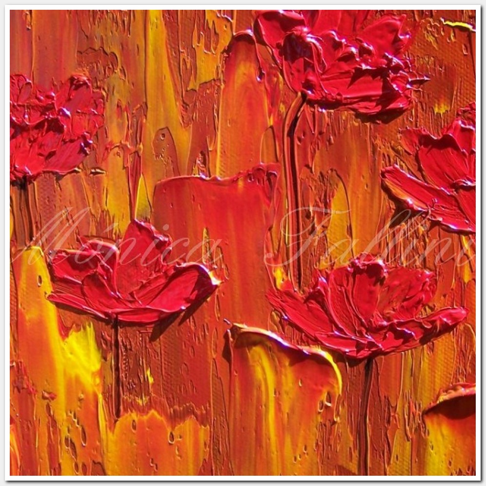 Painting titled 'Red Poppies' Nostalgia' by Monica Fallini