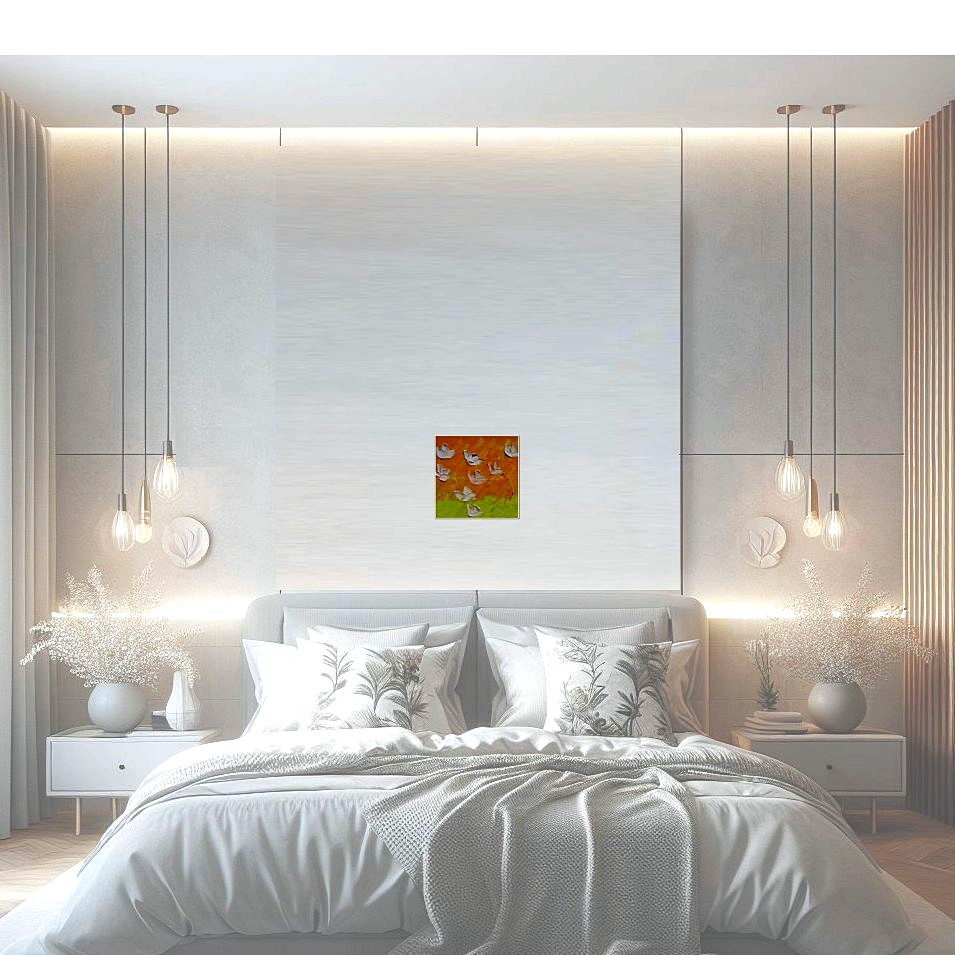 Painting titled 'White Poppies' sunset' by Monica Fallini