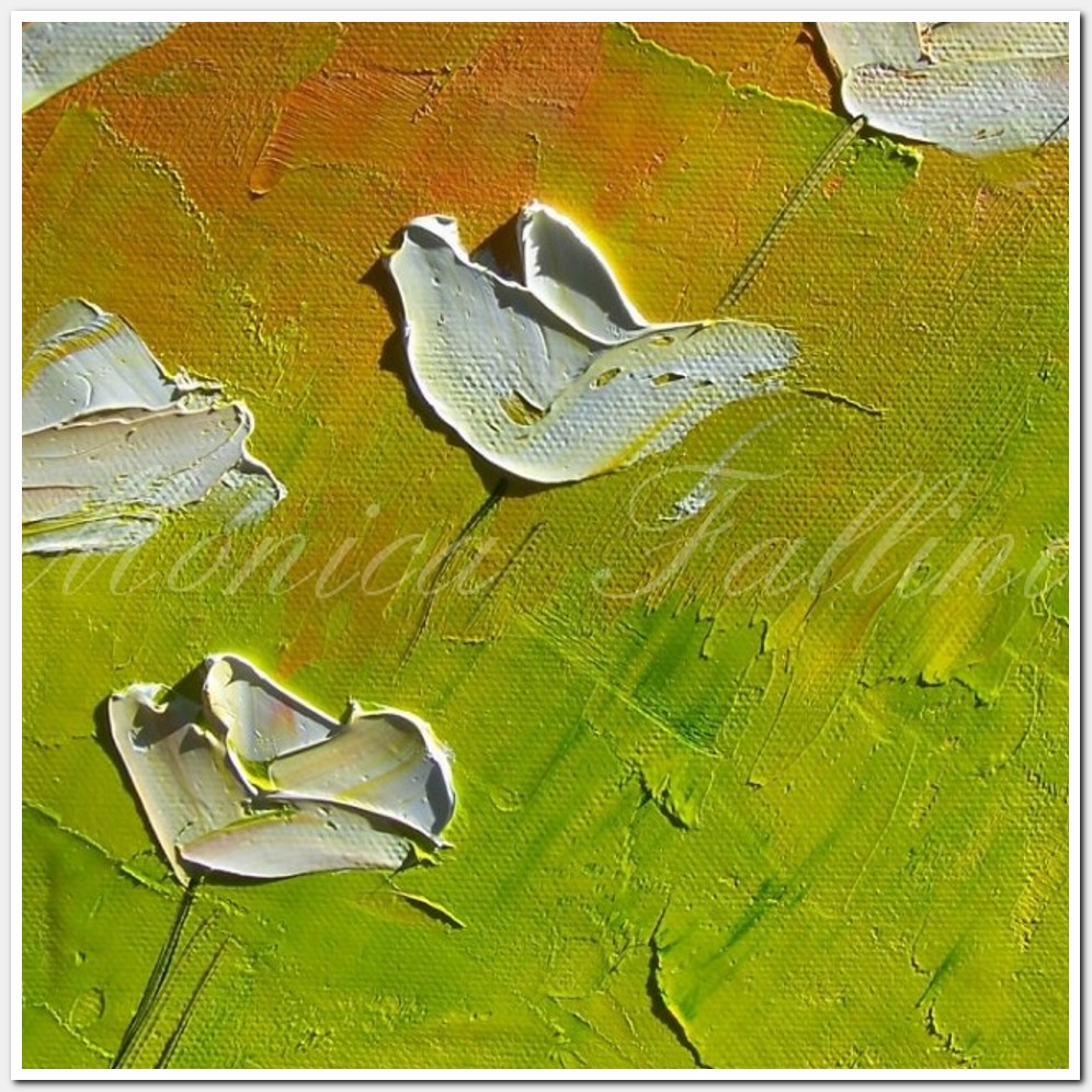 Painting titled 'White Poppies' sunset' by Monica Fallini
