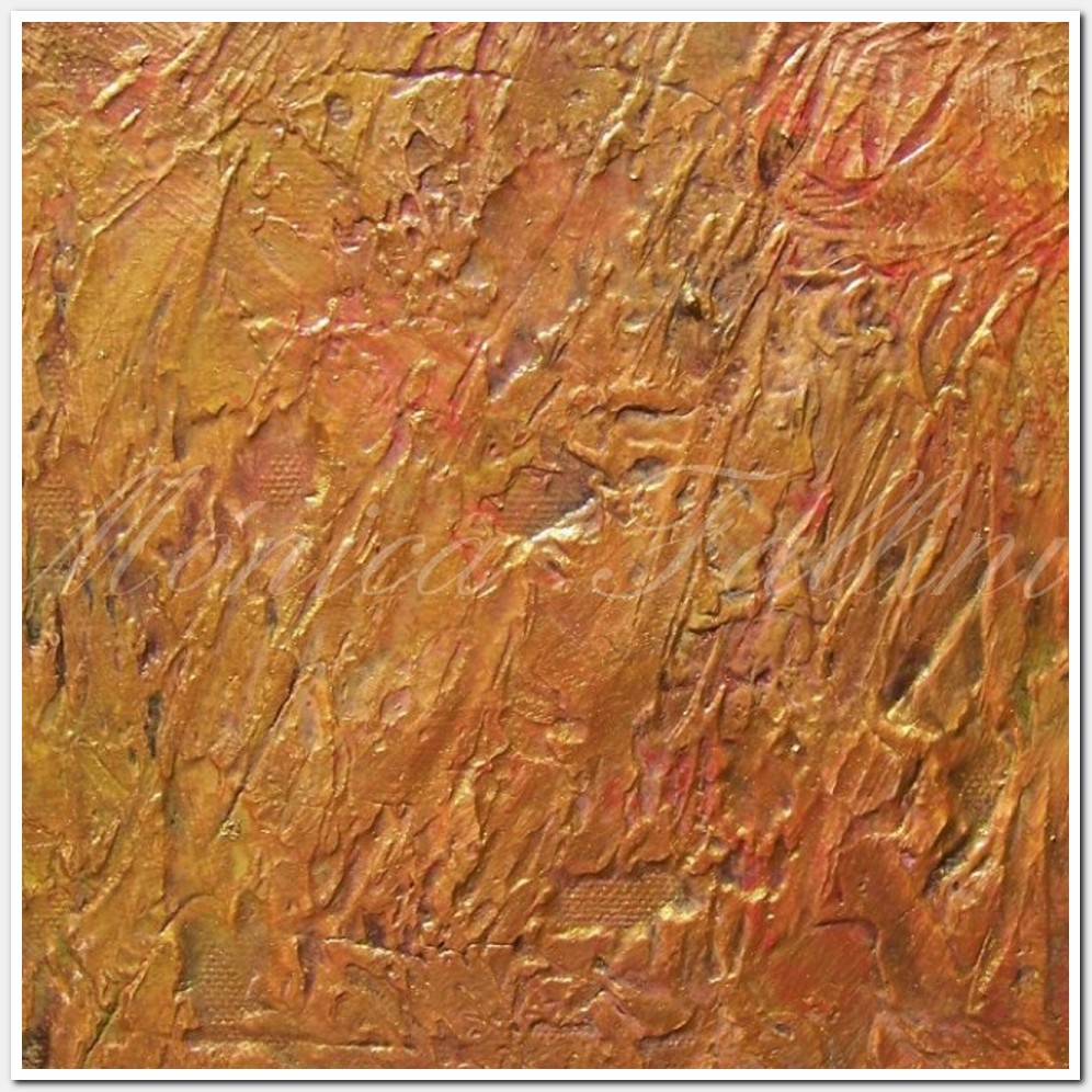 Painting titled 'Deep gold abstraction ' by Monica Fallini