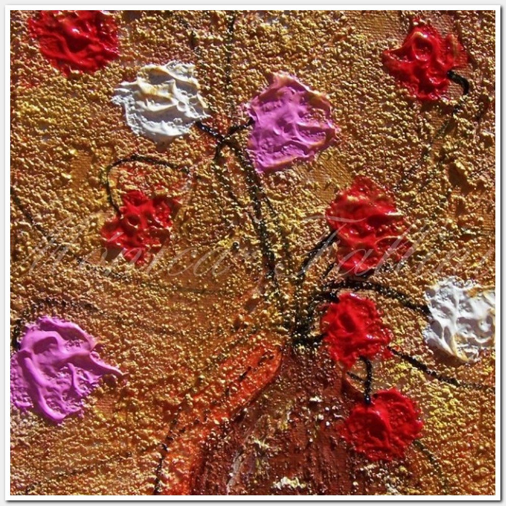 Painting titled 'Flower bouquet in gold' by Monica Fallini