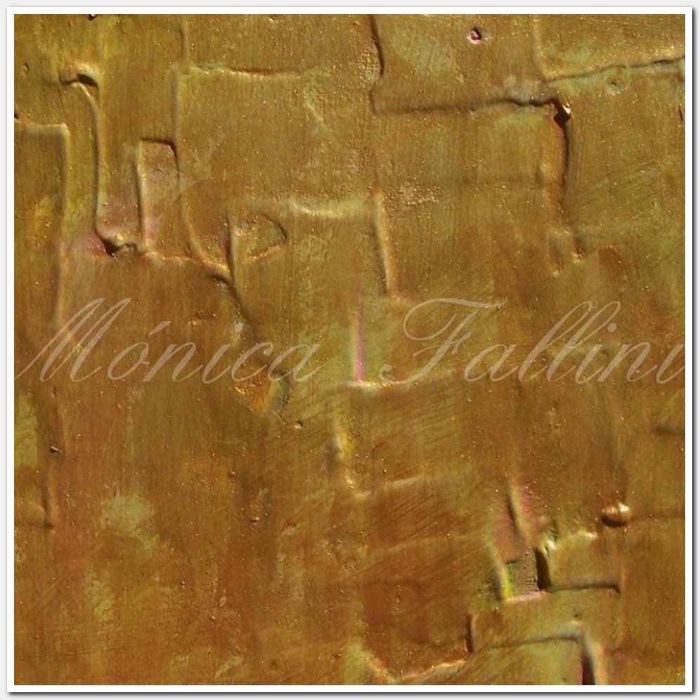 Painting titled 'Deep gold abstraction' by Monica Fallini