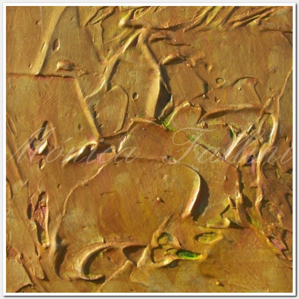 Painting titled 'Deep gold abstraction' by Monica Fallini