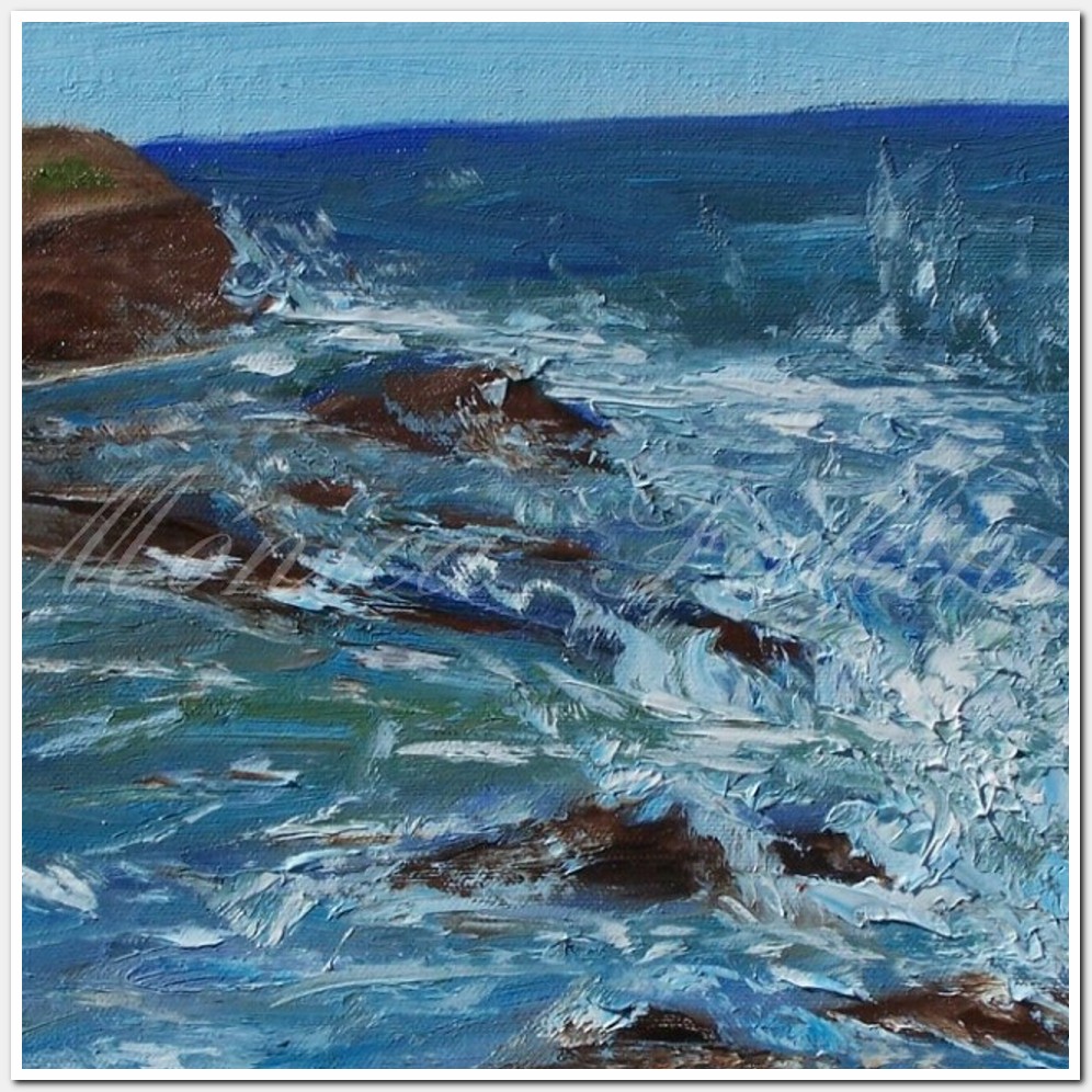 Painting titled 'Rocky coast. Cuchilla Alta' by Monica Fallini