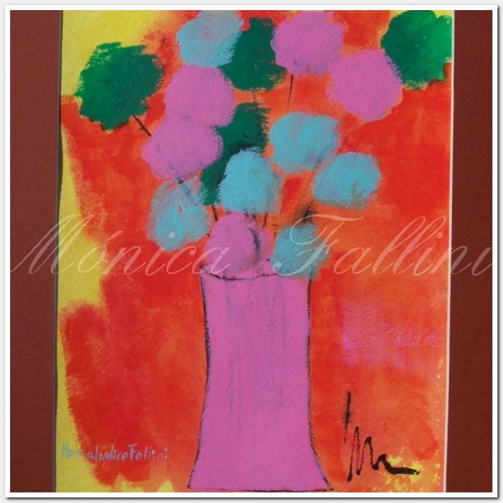 Painting titled 'Pink Flower bouquet ' by Monica Fallini