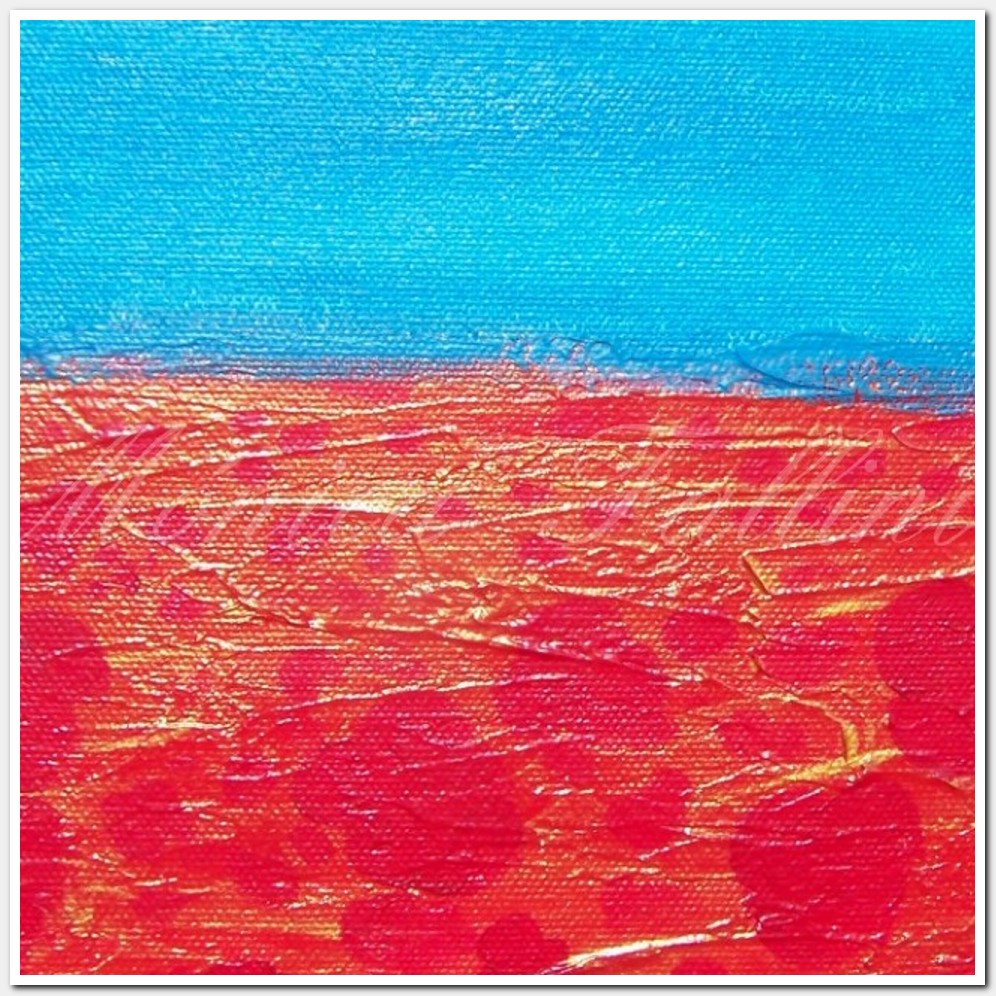 Painting titled 'Field of red Poppies, golden Sun' by Monica Fallini