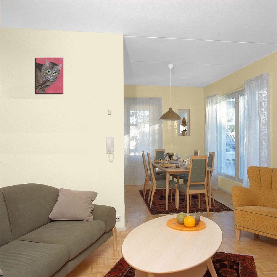 Painting titled 'Cat portrait Minnie' by Monica Fallini
