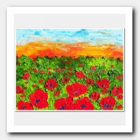 Sunset Poppies, red Poppies landscape