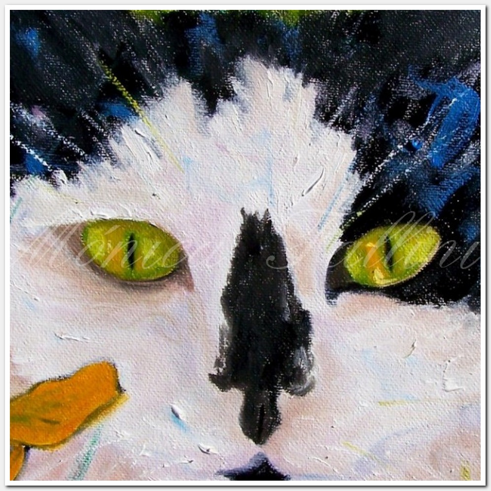Painting titled 'Cat portrait Blanquita # 4 ' by Monica Fallini