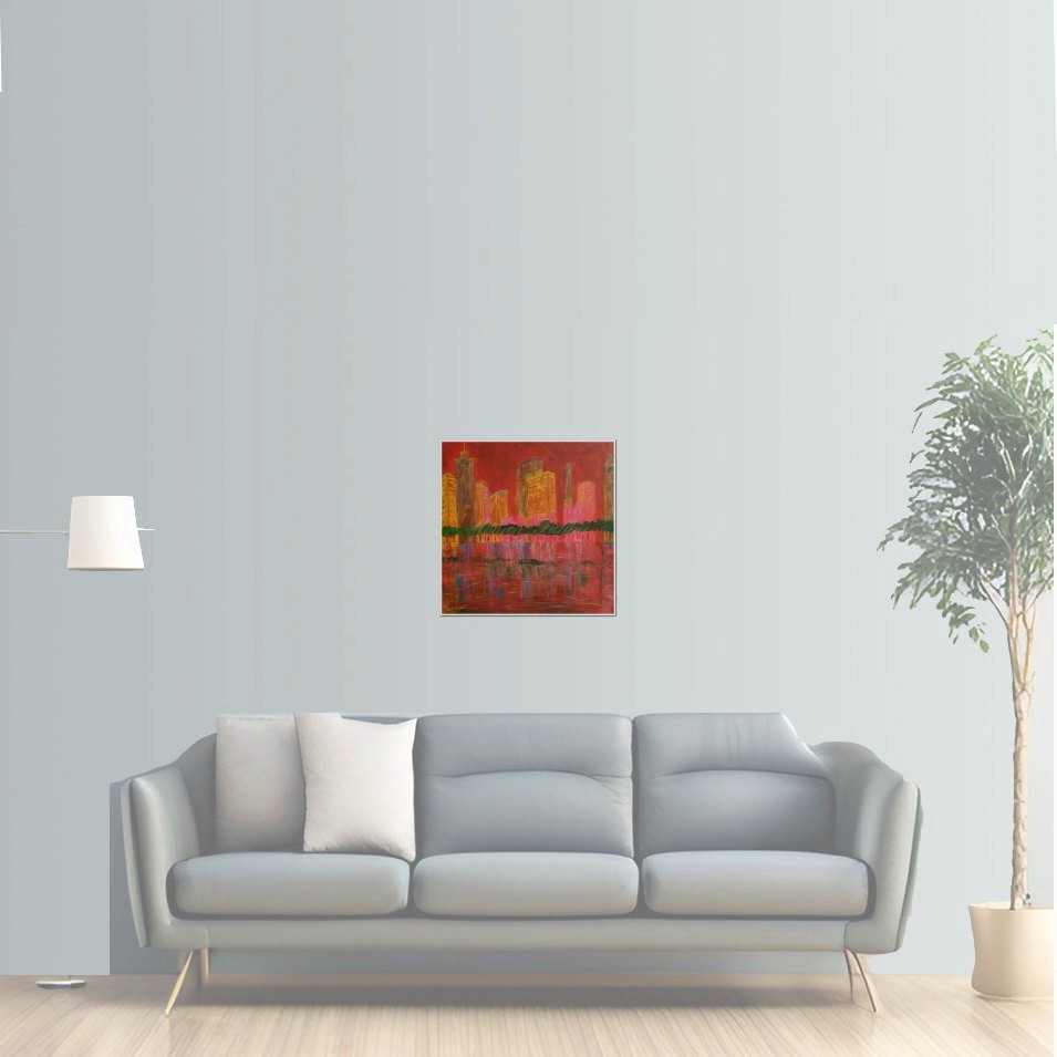 Painting titled 'City by the lake # 2. Chicago' by Monica Fallini