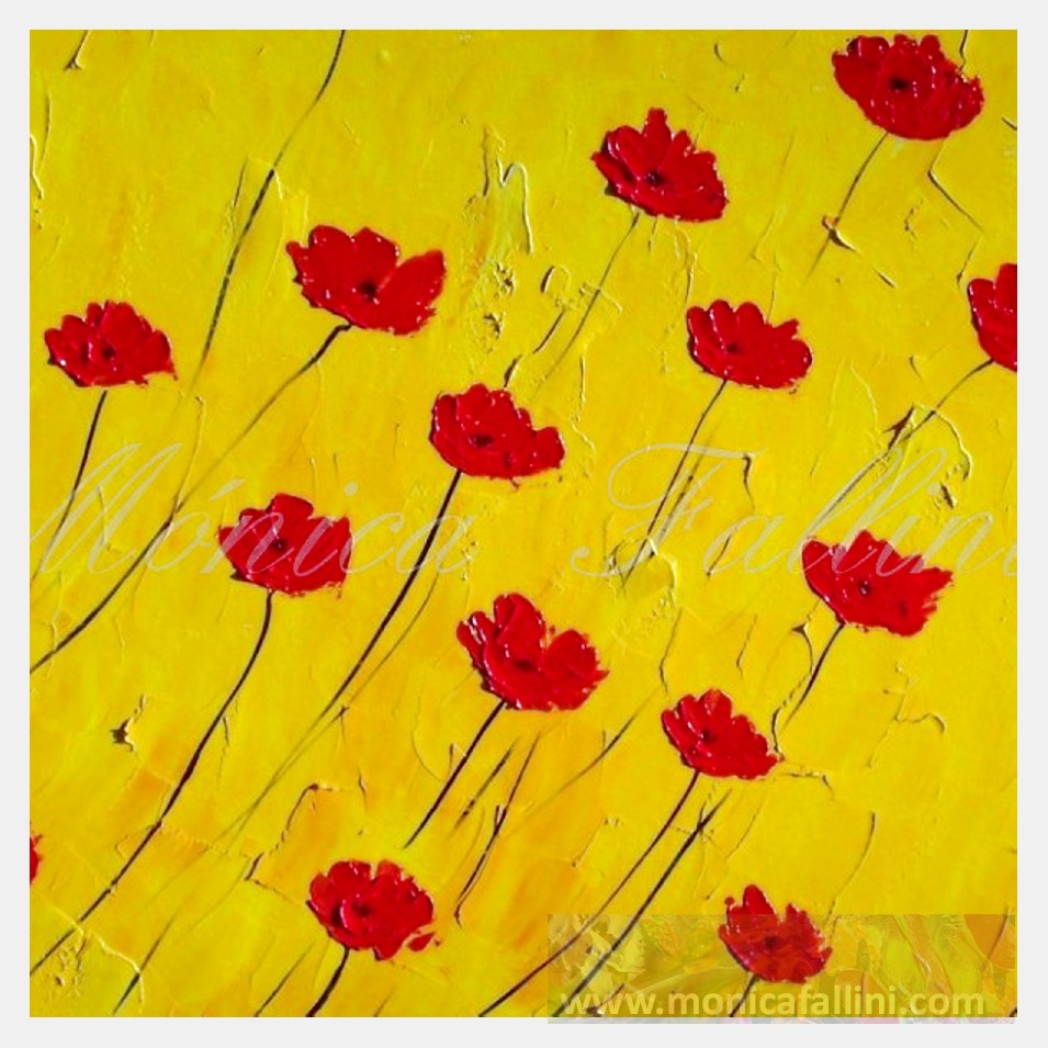 Painting titled 'Windy days red poppies' by Monica Fallini