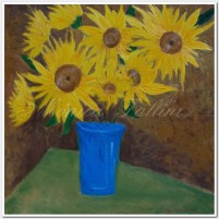 Sunflowers bouquet. Blue vase