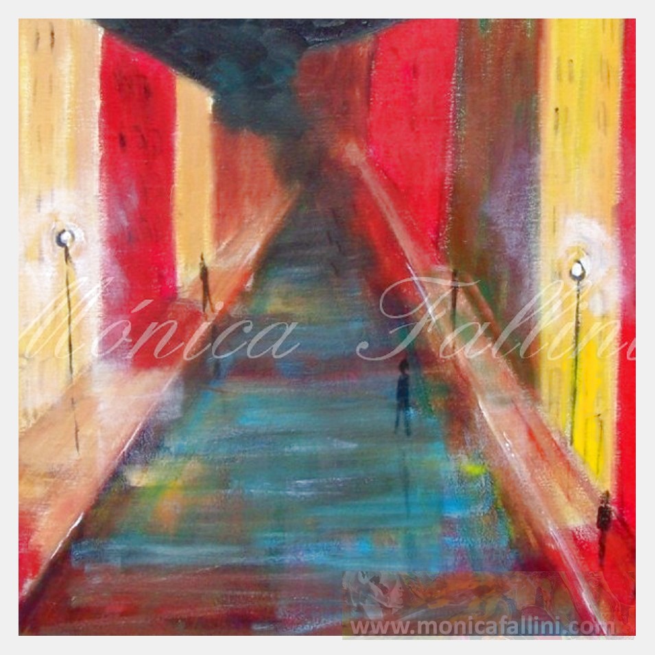 Painting titled 'Urban memories. ' by Monica Fallini