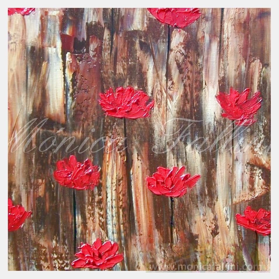 Painting titled 'Red Poppies' Nostalgia # III' by Monica Fallini