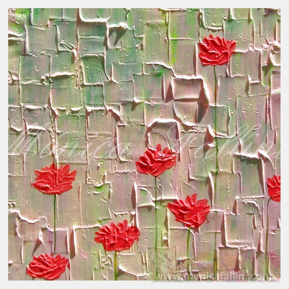 Painting titled 'Irresistible, red Poppies' by Monica Fallini