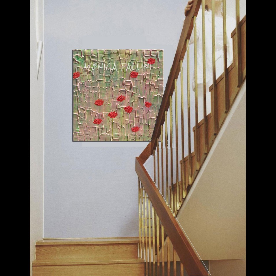 Painting titled 'Irresistible, red Poppies' by Monica Fallini