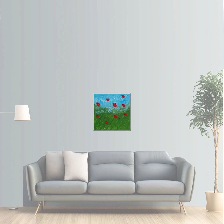 Painting titled 'Windy days red Poppies' by Monica Fallini