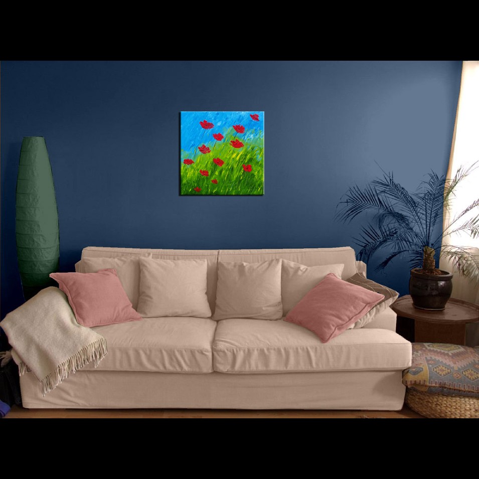 Painting titled 'Windy days red Poppies' by Monica Fallini
