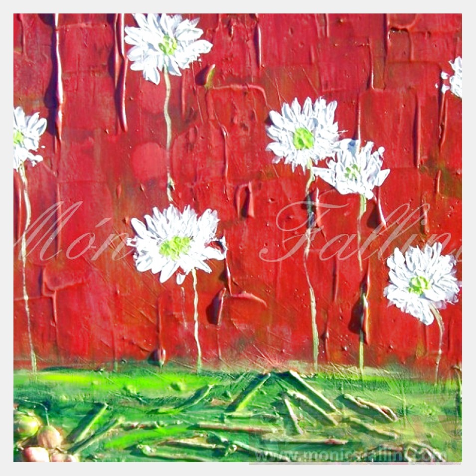 Painting titled 'Grounded Daisies' by Monica Fallini