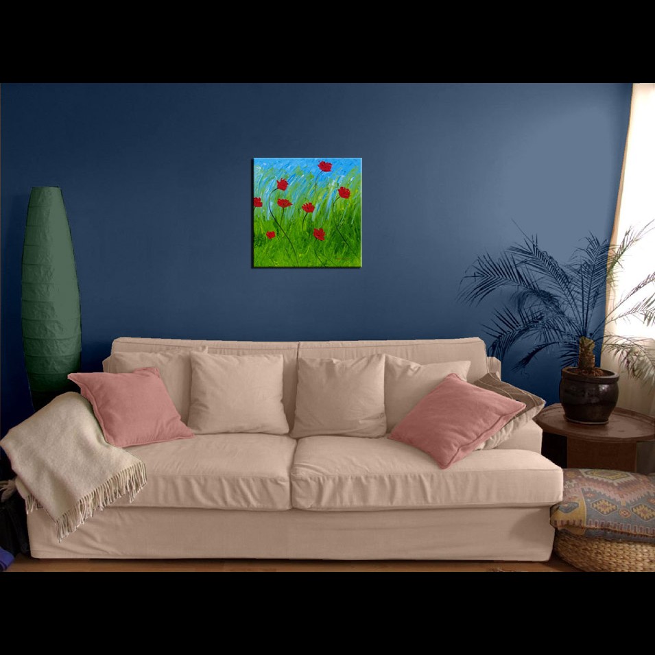 Painting titled 'Windy days red Poppies' by Monica Fallini