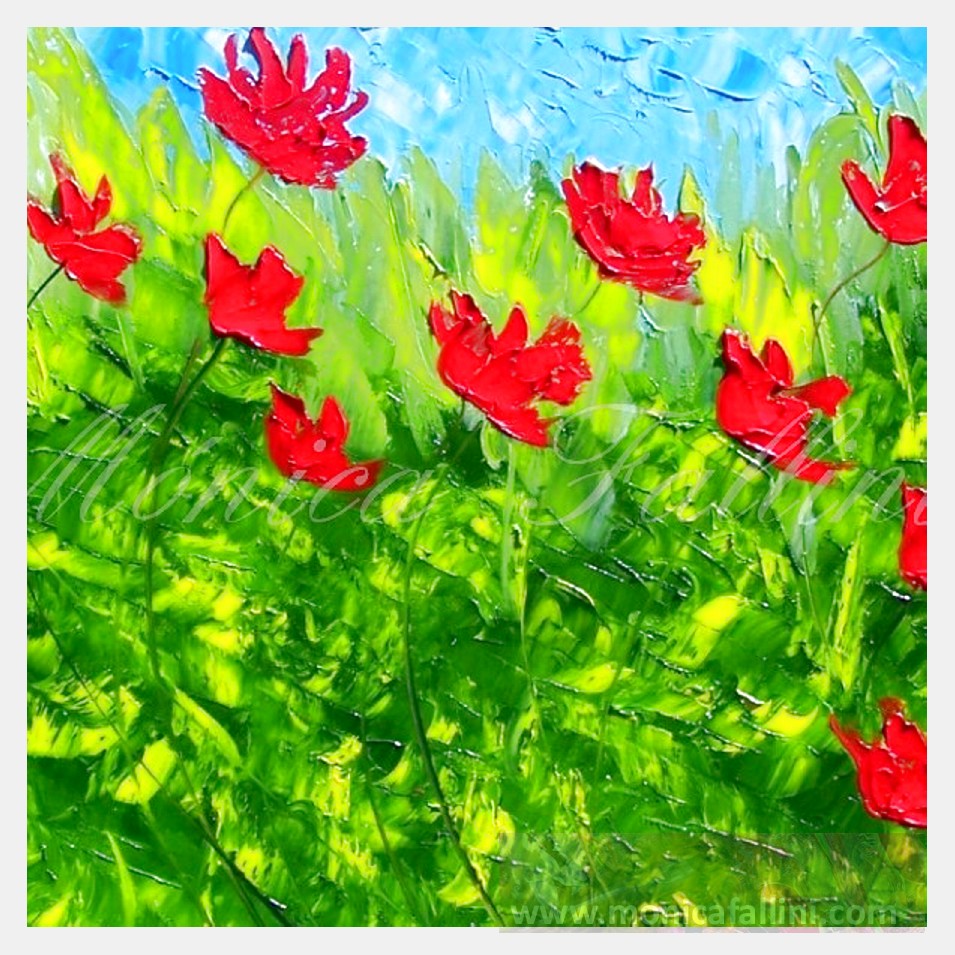 Painting titled 'Windy days red Poppies' by Monica Fallini