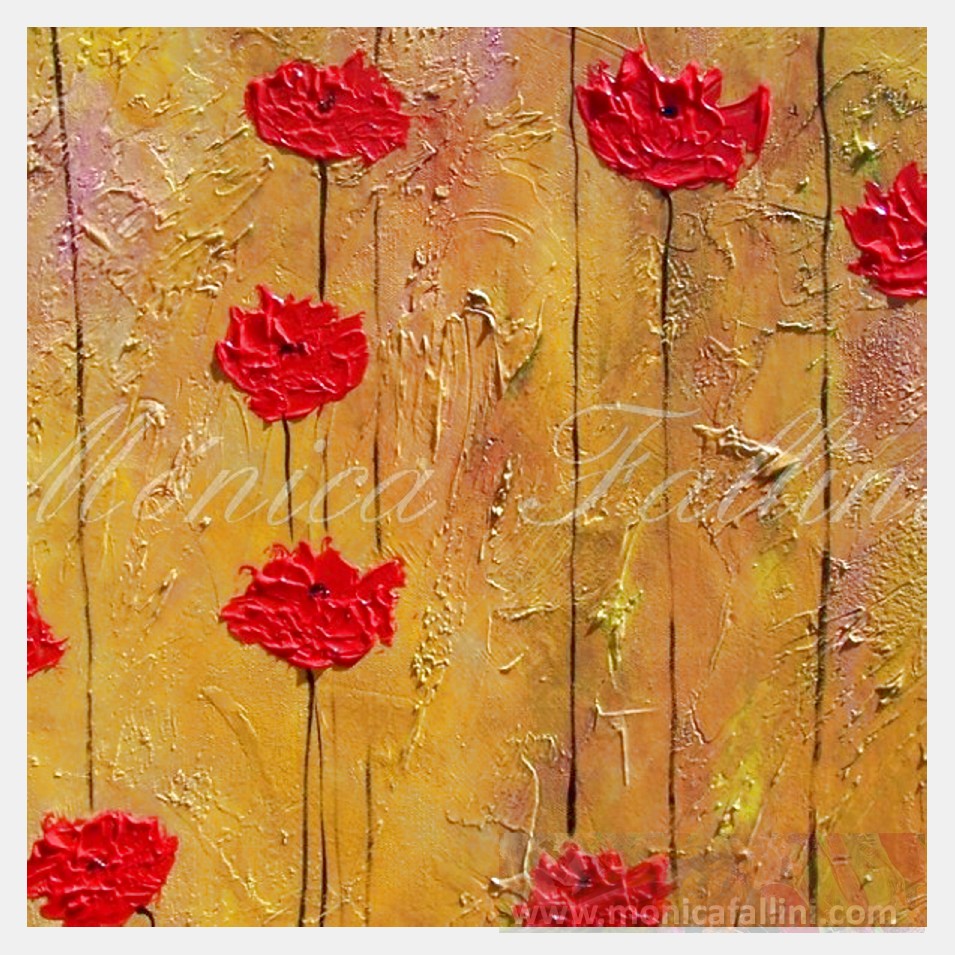 Painting titled 'Red Poppies on Earth' by Monica Fallini