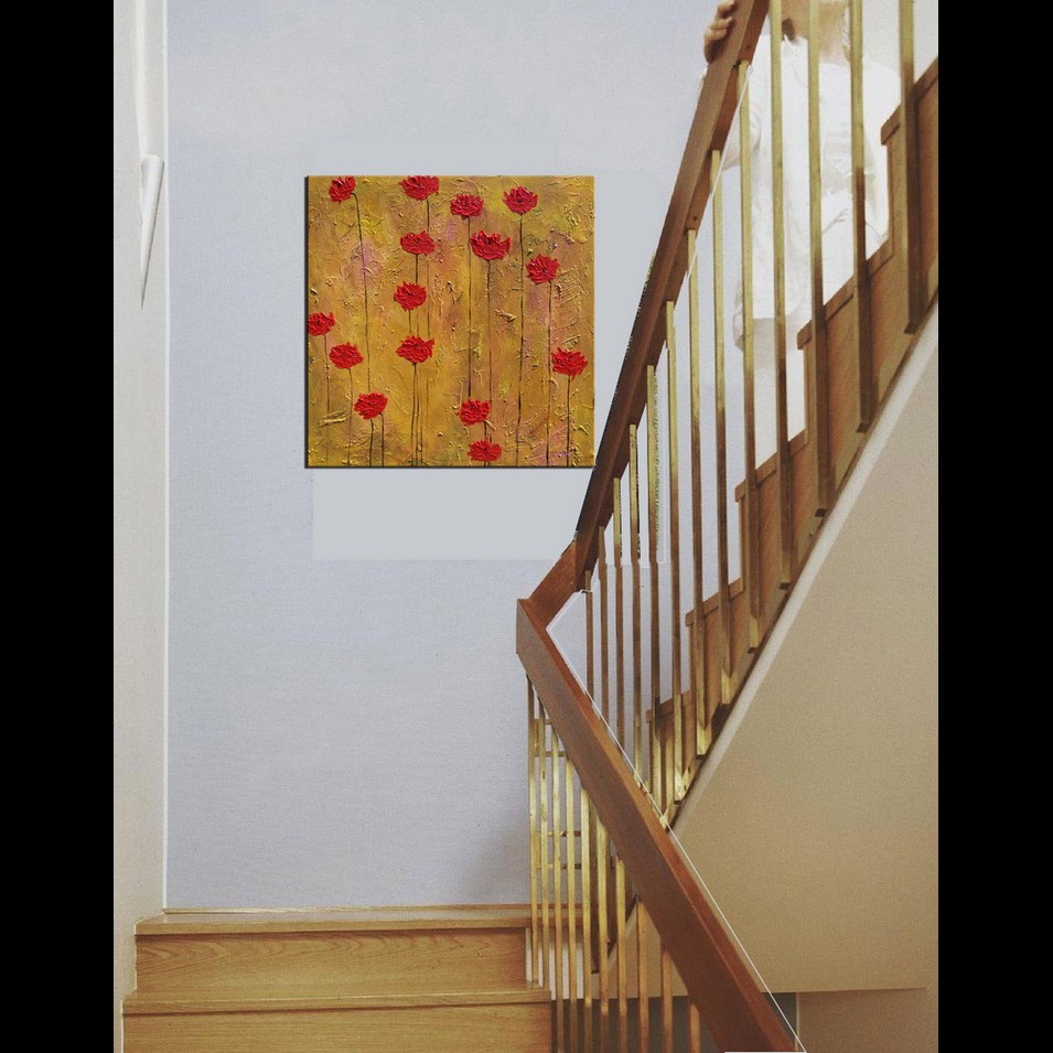 Painting titled 'Red Poppies on Earth' by Monica Fallini