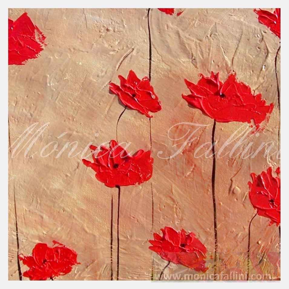 Painting titled 'Red Poppies on Earth' by Monica Fallini